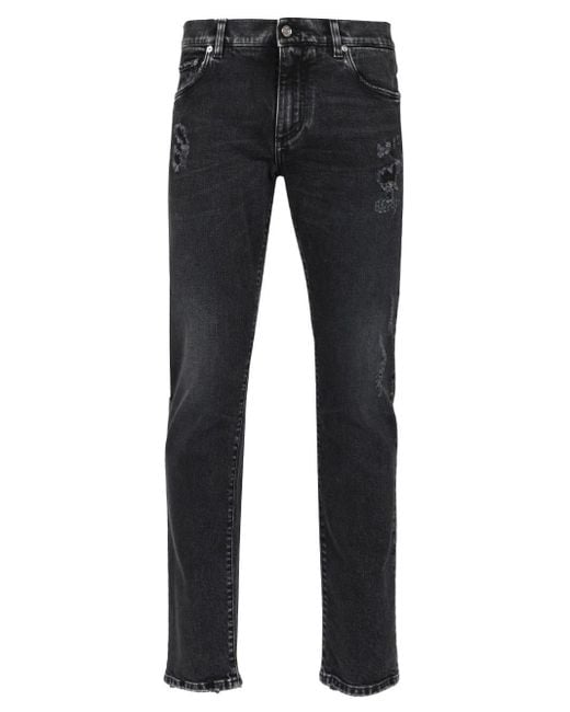Dolce & Gabbana Blue Slim Fit With Used Effect Jeans for men