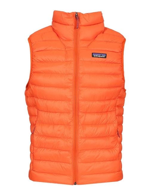 Patagonia Orange Sleeveless Drawstring Down Jacket for men