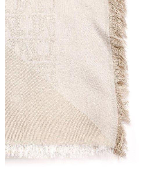 Max Mara White Shawl In Silk And Cotton Jacquard