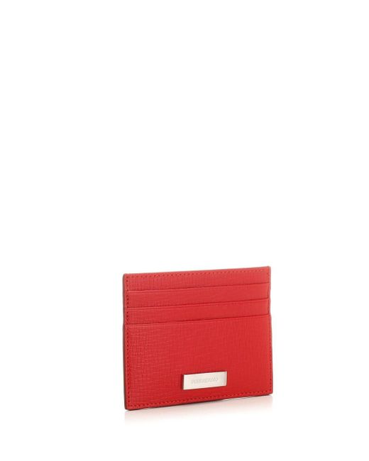 Ferragamo Red Leather Credit Card Holder