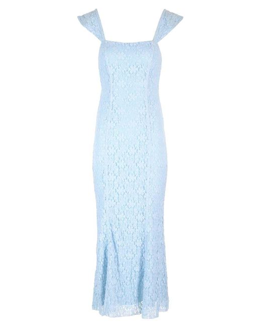 ROTATE BIRGER CHRISTENSEN Blue Lace Maxi Dress With Wide Straps