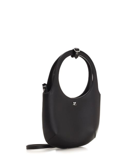 Courreges Black Leather Hobo Bag