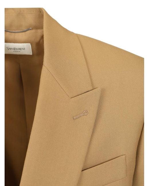 【関税&送料込】Saint Laurent Giacca In Lana Saint Laurent Giacca in Natural for Men | Lyst