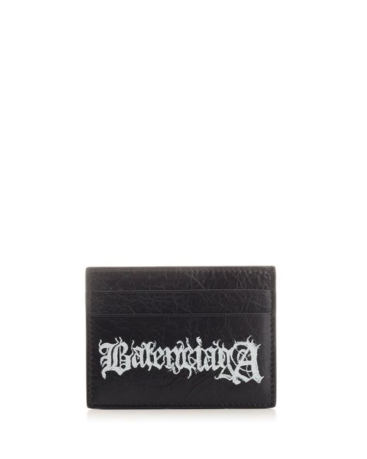 Balenciaga White Black Card Holder With Logo