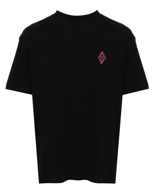 Marcelo Burlon Black T-shirt With Graffiti Cross