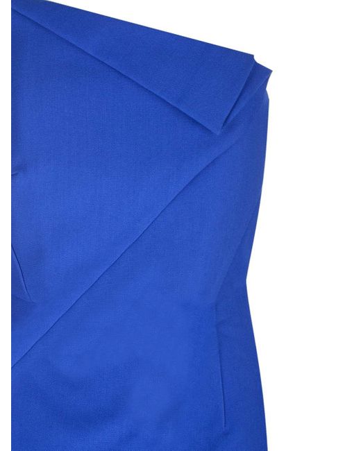 Roland Mouret Blue Asymmetric Midi Dress