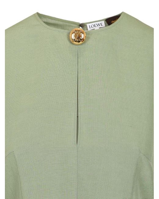 Loewe Pebble Dress In Viscose And Linen in Green | Lyst