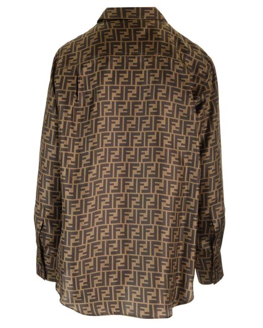 Fendi Brown Ff Silk Shirt