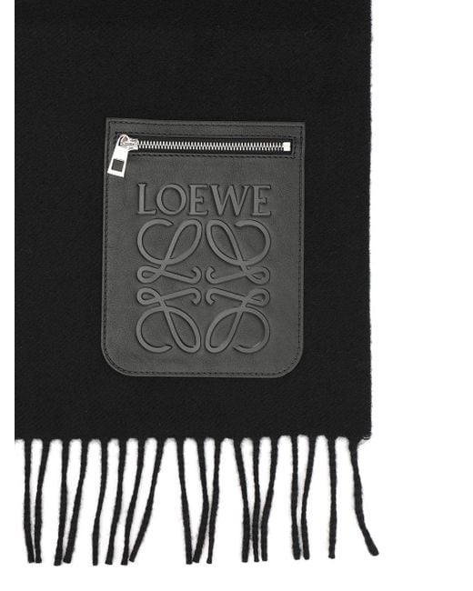 Loewe Black Wool And Cashmere Scarf Scarves And Foulards