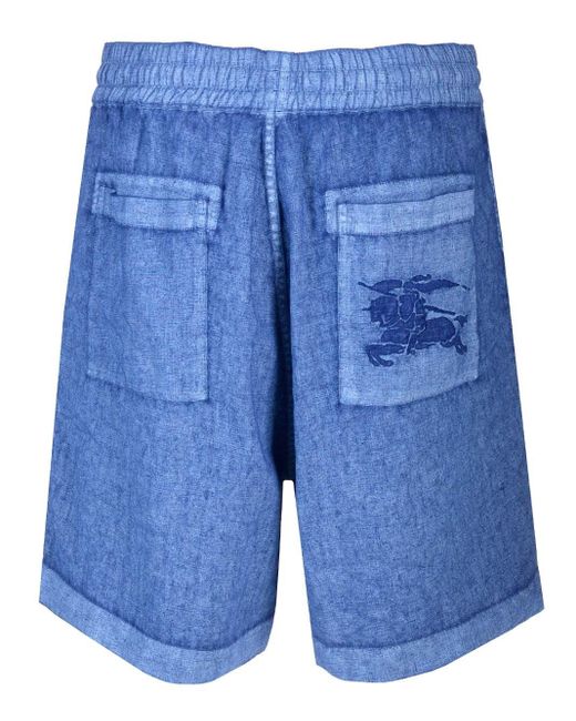 Burberry Light Blue Linen Shorts for men