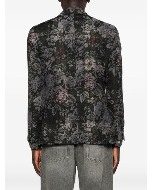 Gabriele Pasini Black Blazer With Floral Pattern for men