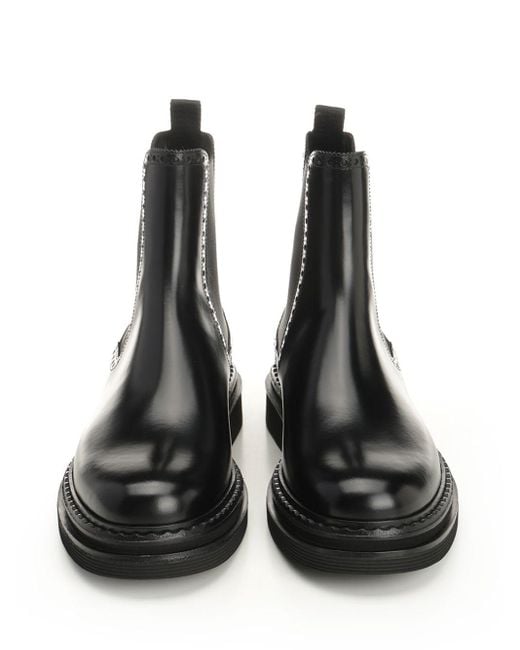 Dolce & Gabbana Black Brushed Calfskin Ankle Boots