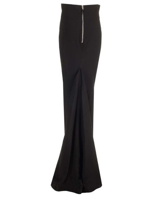 Rick Owens Black Pillar Floor-Lenght Long Skirt