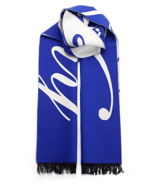 Burberry Blue Wool And Silk Scarf