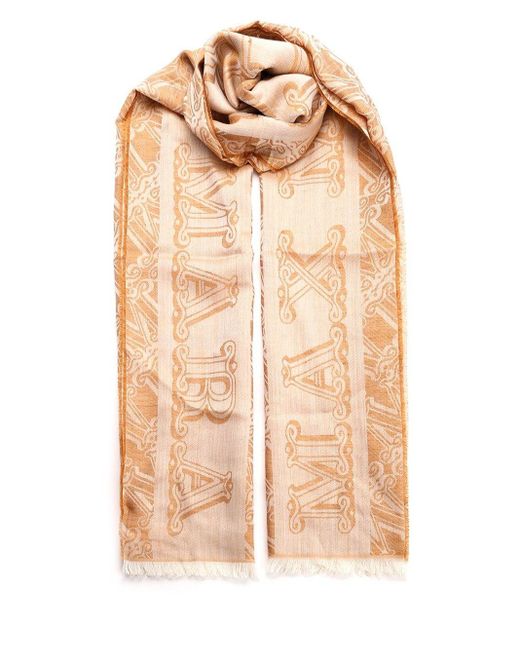 Max Mara Natural Stole In Wool, Silk And Linen Jacquard