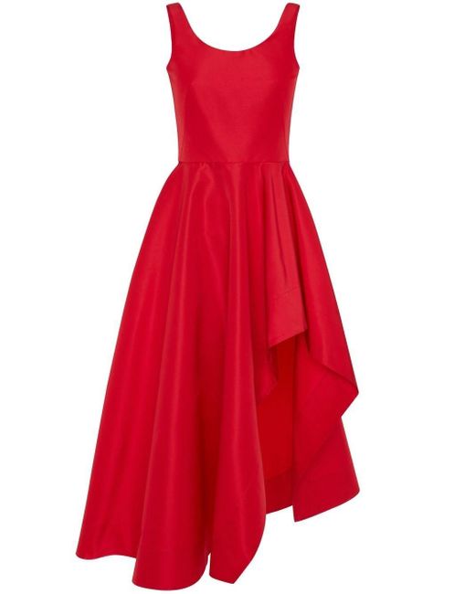 Alexander McQueen Red Asymmetric Polyfaille Dress