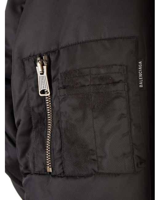 Balenciaga Look 70 Black Off Shoulder Bomber Jacket for men