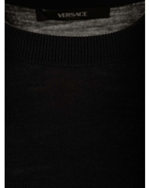 Versace Black Embroidered Wool-blend Jumper for men