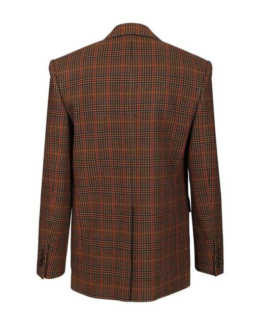 Saint Laurent Brown Prince Of Wales Wool Jacket for men