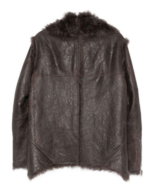 Rick Owens Black Shearling Zip-Front Jacket