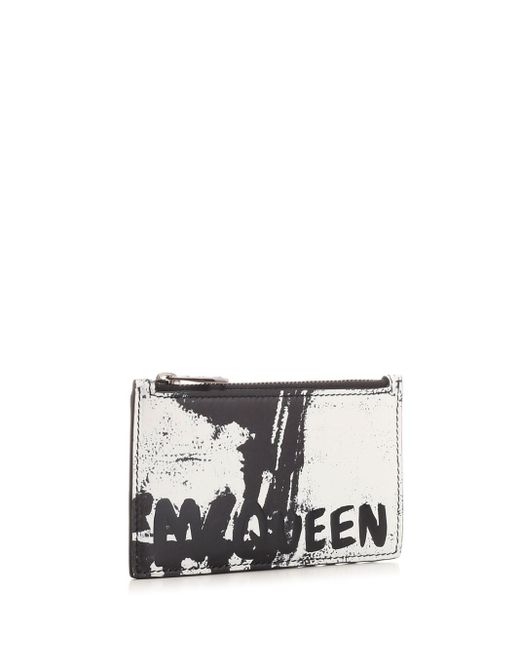 Alexander McQueen White Zip Card Holder
