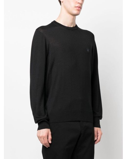 Versace Black Embroidered Wool-blend Jumper for men