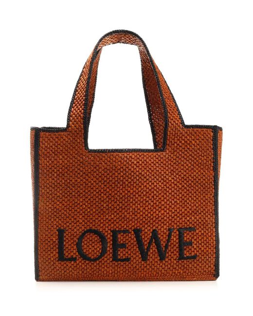 Loewe-Paulas Ibiza Brown Large "font Tote" Hand Bag
