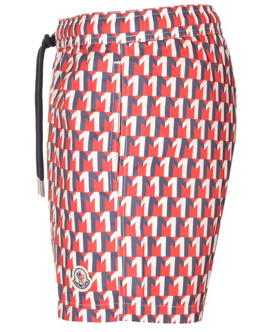 Moncler Red Multicolor Swimsuit for men