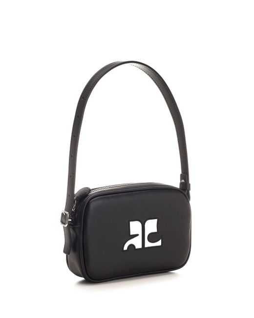 Courreges Black Slim Leather Camera Bag