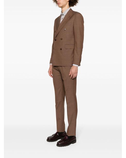 Tagliatore Brown Double-breasted Wool Suit for men