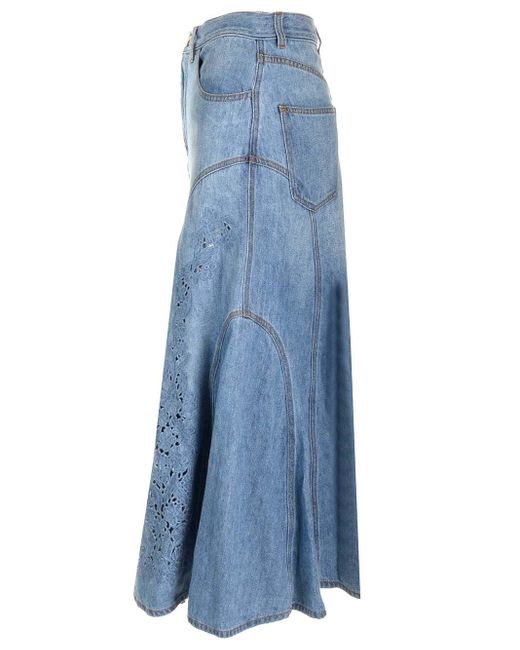 Chloé Blue Recycled Fabric Long Skirt