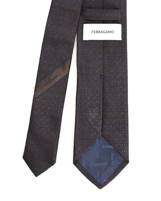 Ferragamo Gray Gancini Graphic Jacquard Tie