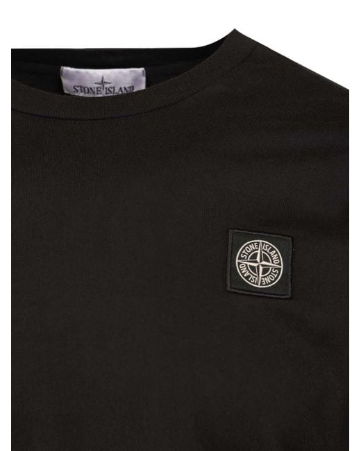 Stone Island Black Long-sleeved Cotton Jersey T-shirt
