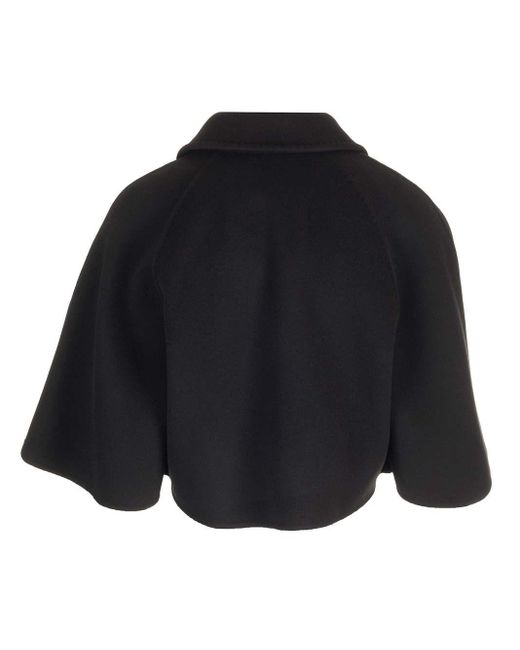 Max Mara Blue Short Cape In Wool And Cashmere