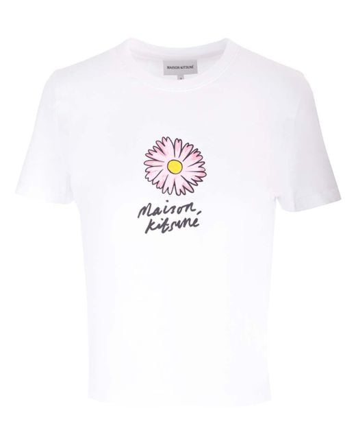 Maison Kitsuné White Floating Flower Baby T-Shirt