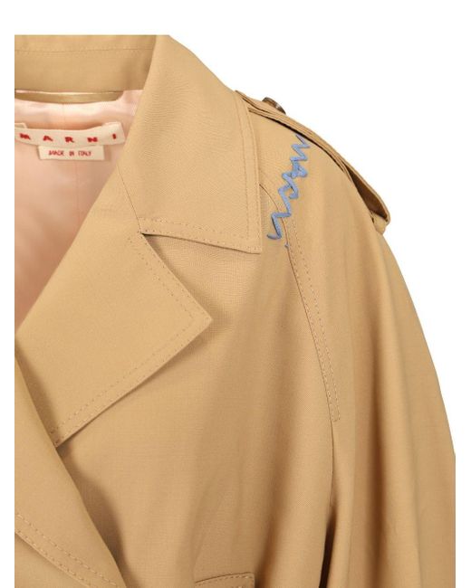 Marni Short Trench Coat With Belt Jackets in Natural | Lyst