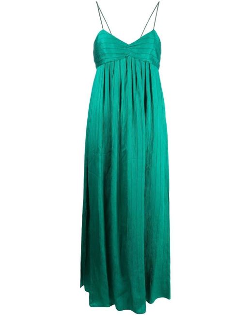 Forte Forte Crinkled Stripe-print Maxi Dress in Green | Lyst