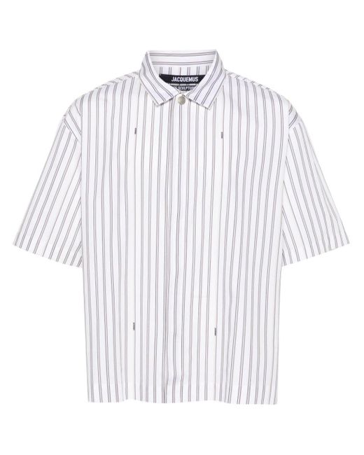 Jacquemus White Striped Cotton Shirt for men