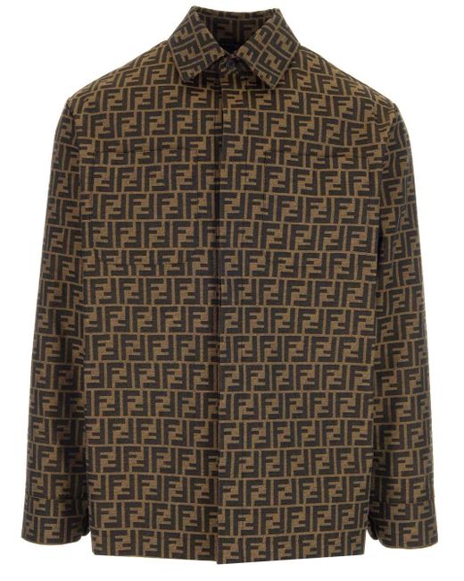 Fendi Dark Brown Shirt Jacket for Men | Lyst