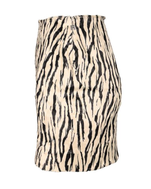 ROTATE BIRGER CHRISTENSEN White Printed Faux Fur Skirt