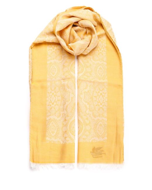 Etro Yellow Viscose And Modal Scarf