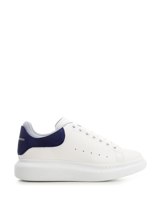 Alexander McQueen White "oversize" Sneakers With Blue Suede Heel Tab