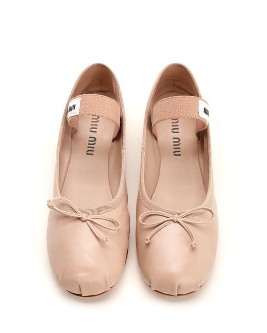 Miu Miu Pink Leather Ballet Flats