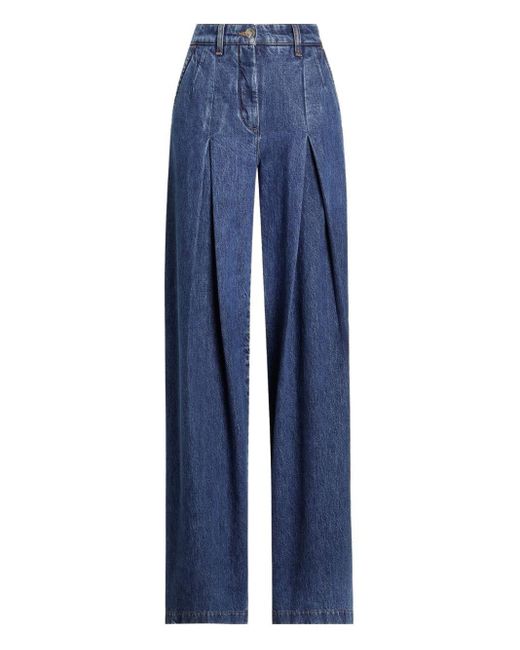 Dolce & Gabbana Blue Pantalone Gamba Ampia