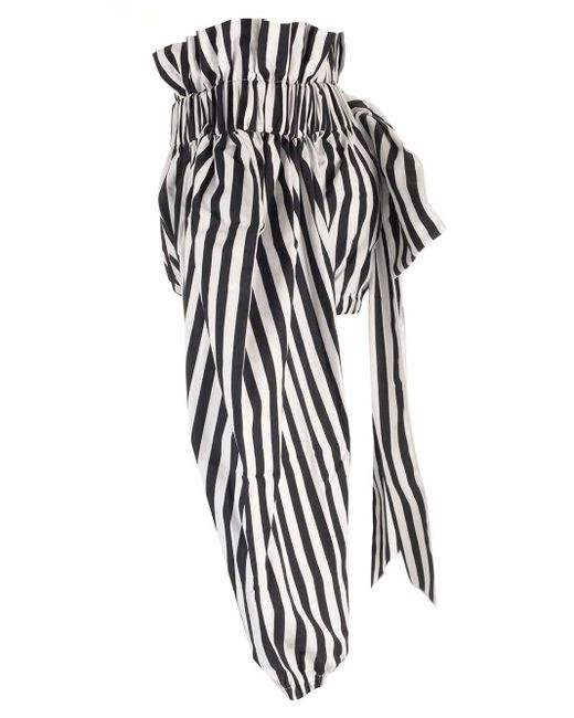 Patou White Striped Top With Balloon Sleeves