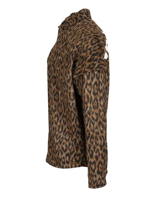 Palm Angels Brown Leopard Print Shirt Jacket for men