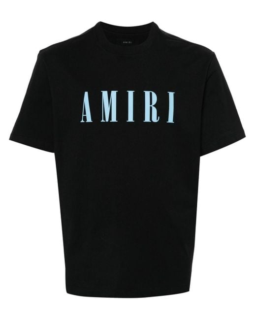 Amiri Black T-shirt With Light Blue Logo
