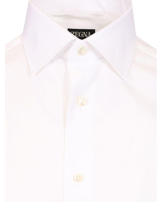 Zegna White Stretch Cotton Shirt Shirts for men
