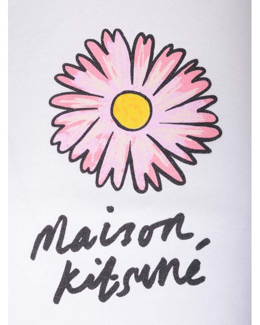 Maison Kitsuné White Floating Flower Baby T-Shirt