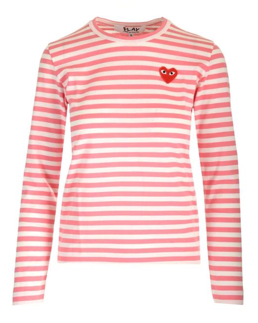 COMME DES GARÇONS PLAY Pink Long Sleeve Crew Neck T-shirt